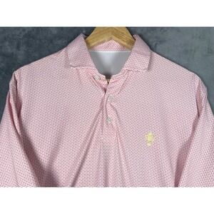 Holderness & Bourne Honors Course Golf Mens Large Polo Shirt Red White Pattern